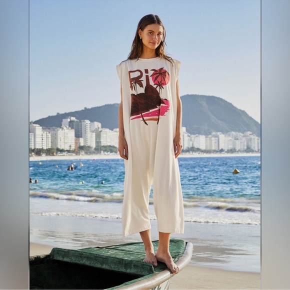 FARM Rio Pants - Farm Rio Off-White Rio Sleeveless Jumpsuit